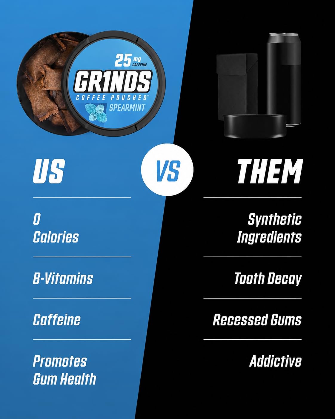 GRINDS pouch en mano demostrando uso discreto y energía rápida