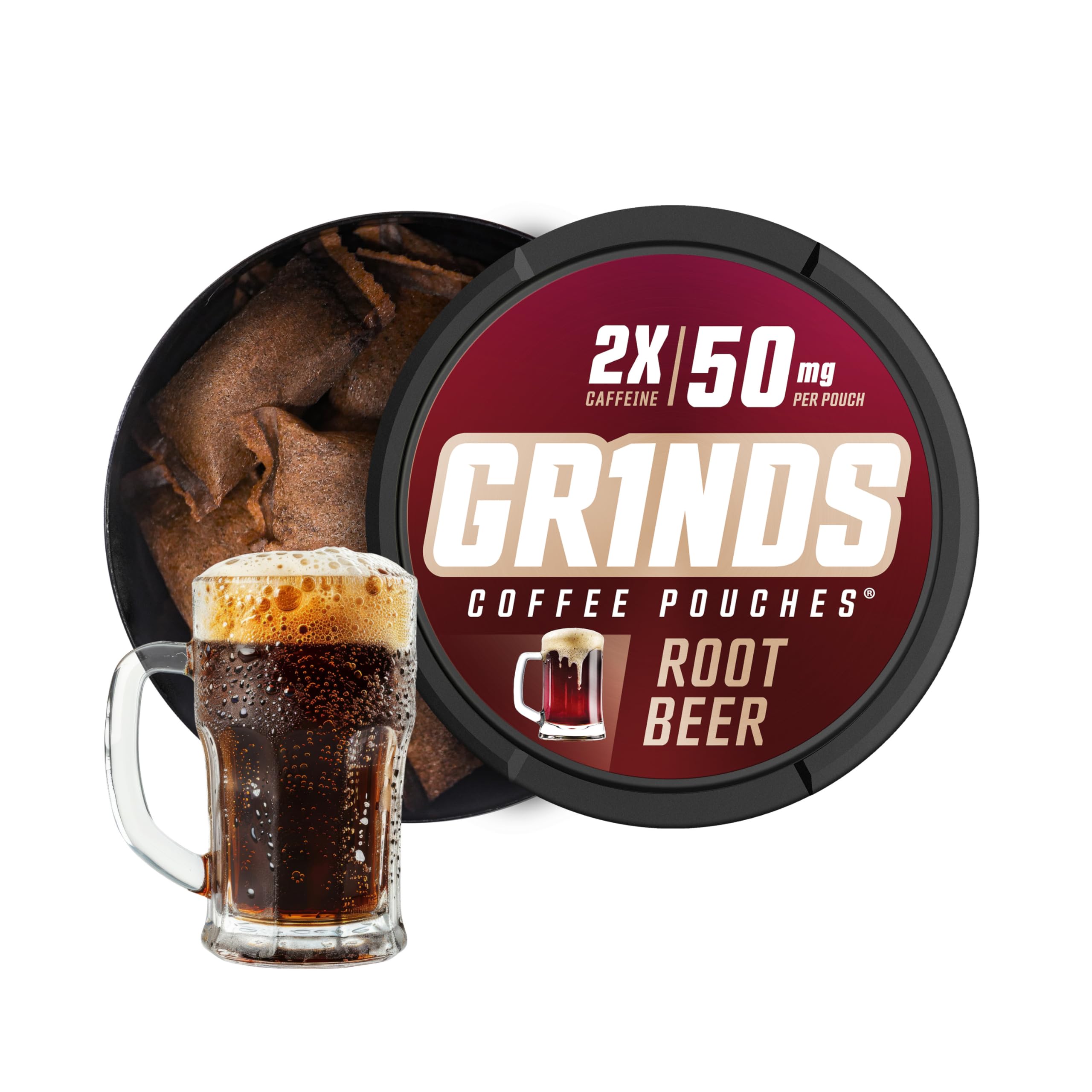 Grinds lata frontal mostrando diseño y conveniencia