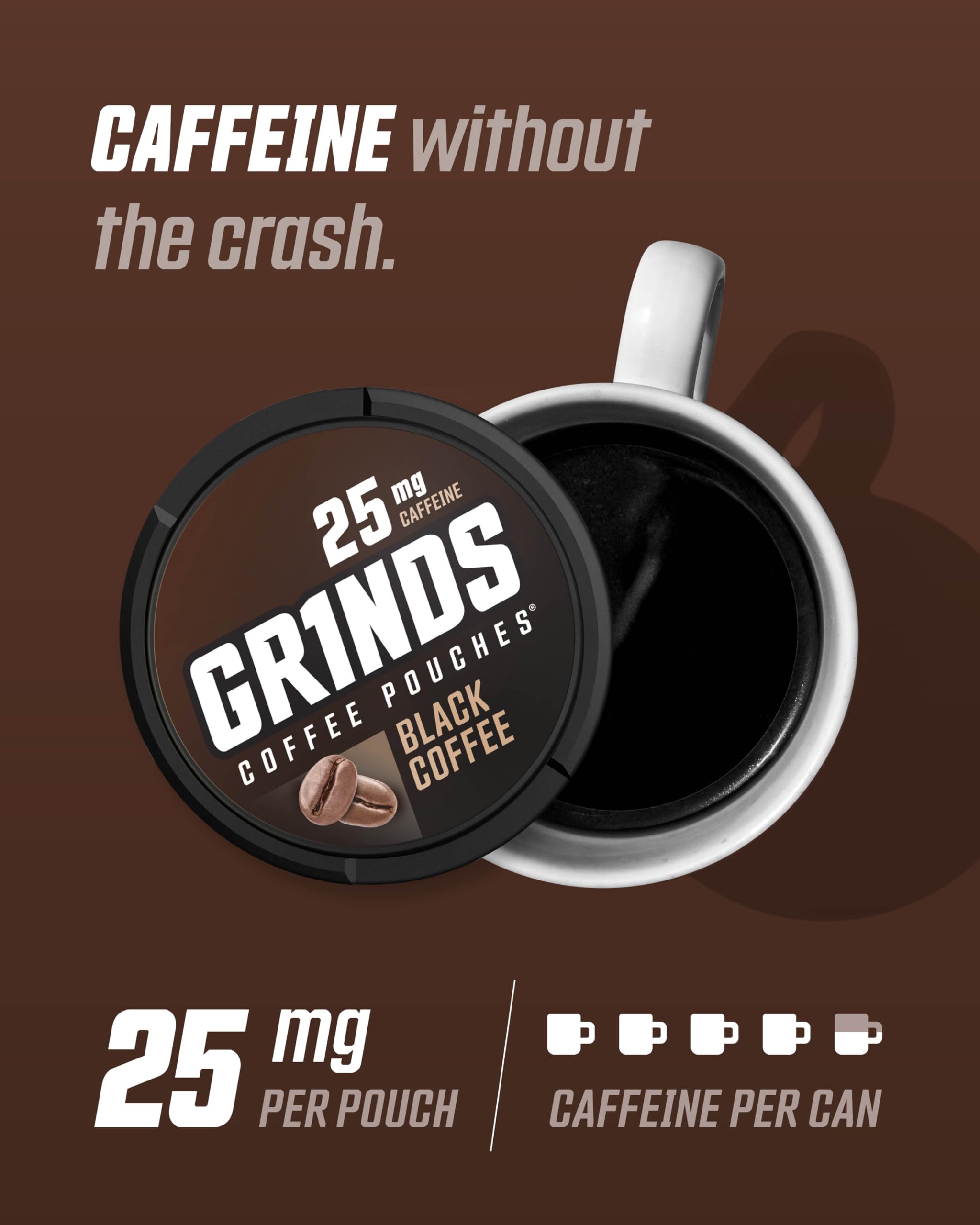 GRINDS pouch en mano listo para usar y proporcionar energía inmediata