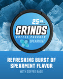 Tres latas Grinds Spearmint en paquete, beneficio suministro prolongado