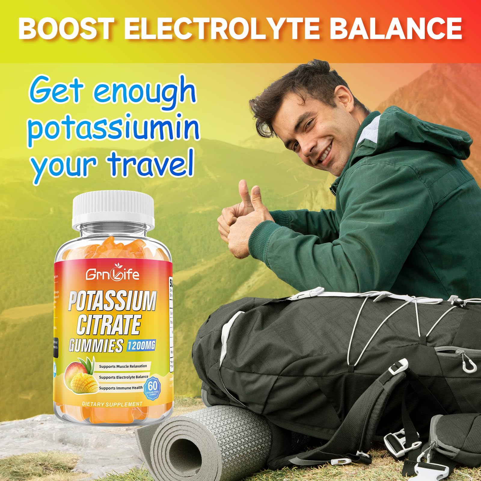 GrnLife adulto tomando gomita mostrando conveniencia sin agua
