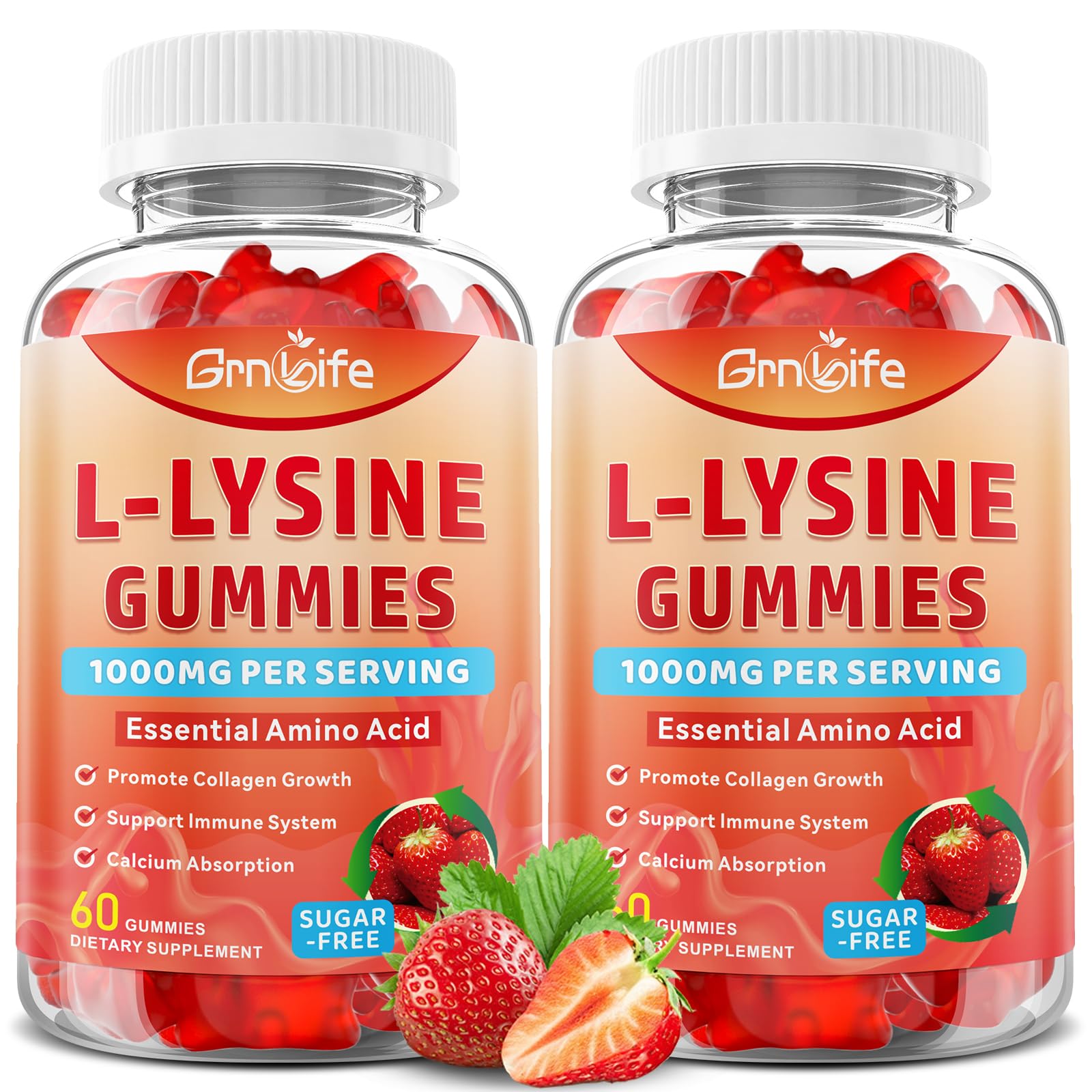 GrnLife frente del empaque mostrando 2 frascos y sabor fresa, conveniencia diaria