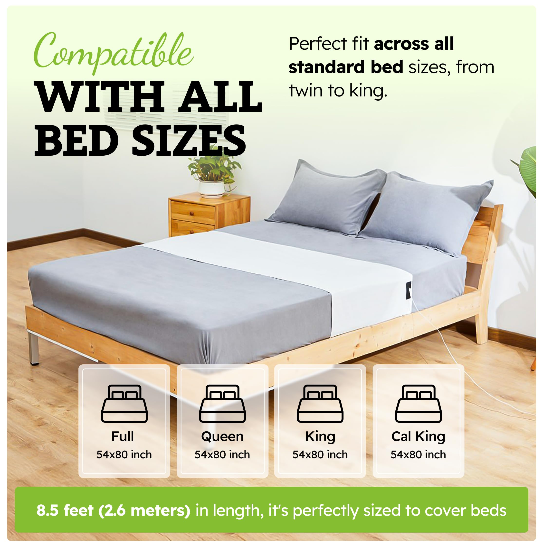 GroundingWell sábana colocada en cama completa, cobertura generosa