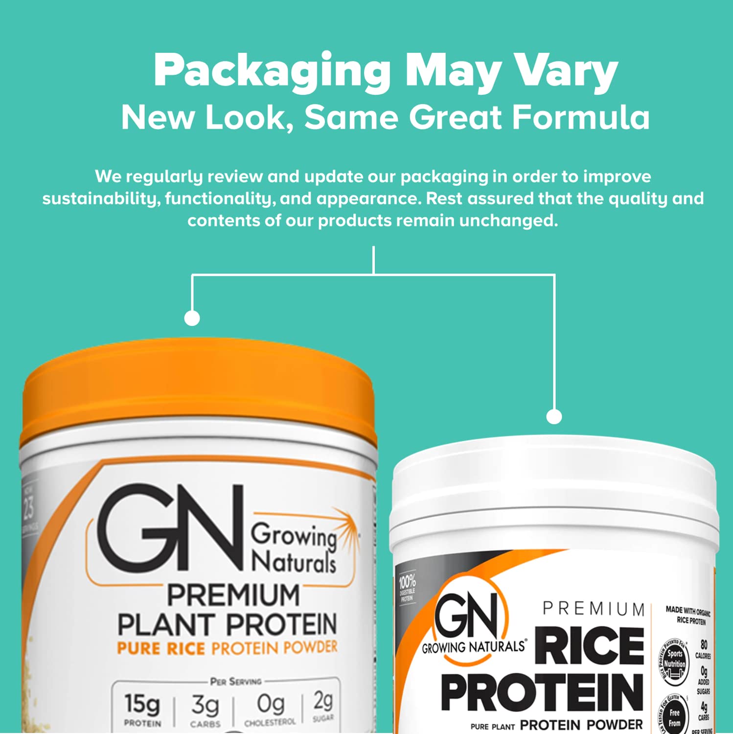Growing Naturals envase 2 lb comparado con una mano para escala