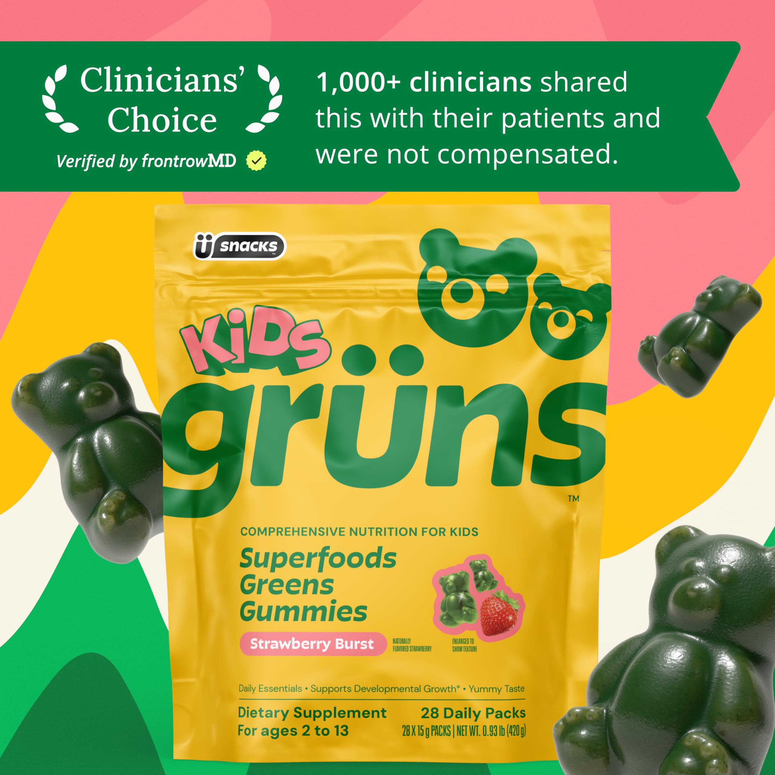 Grüns gomitas en lonchera infantil para consumo fuera de casa