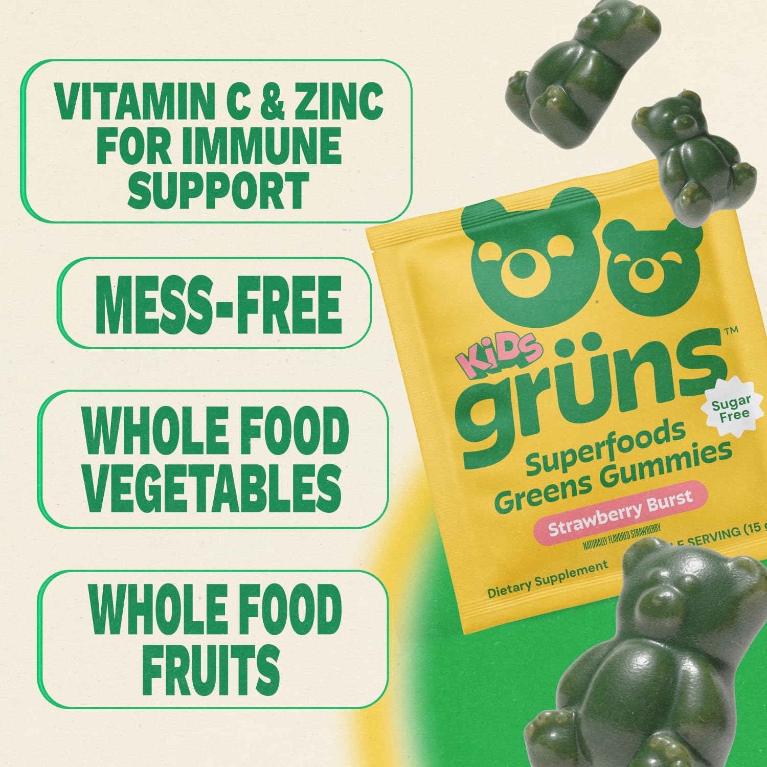 Grüns mezcla de superalimentos visible para mostrar ingredientes vegetales