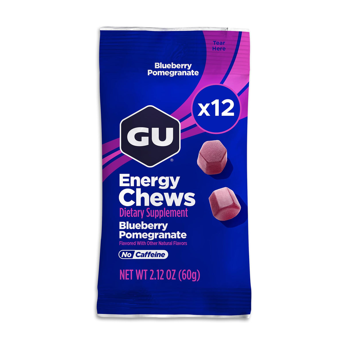 GU Energy imagen frontal del paquete blueberry pomegranate útil para identificación rápida
