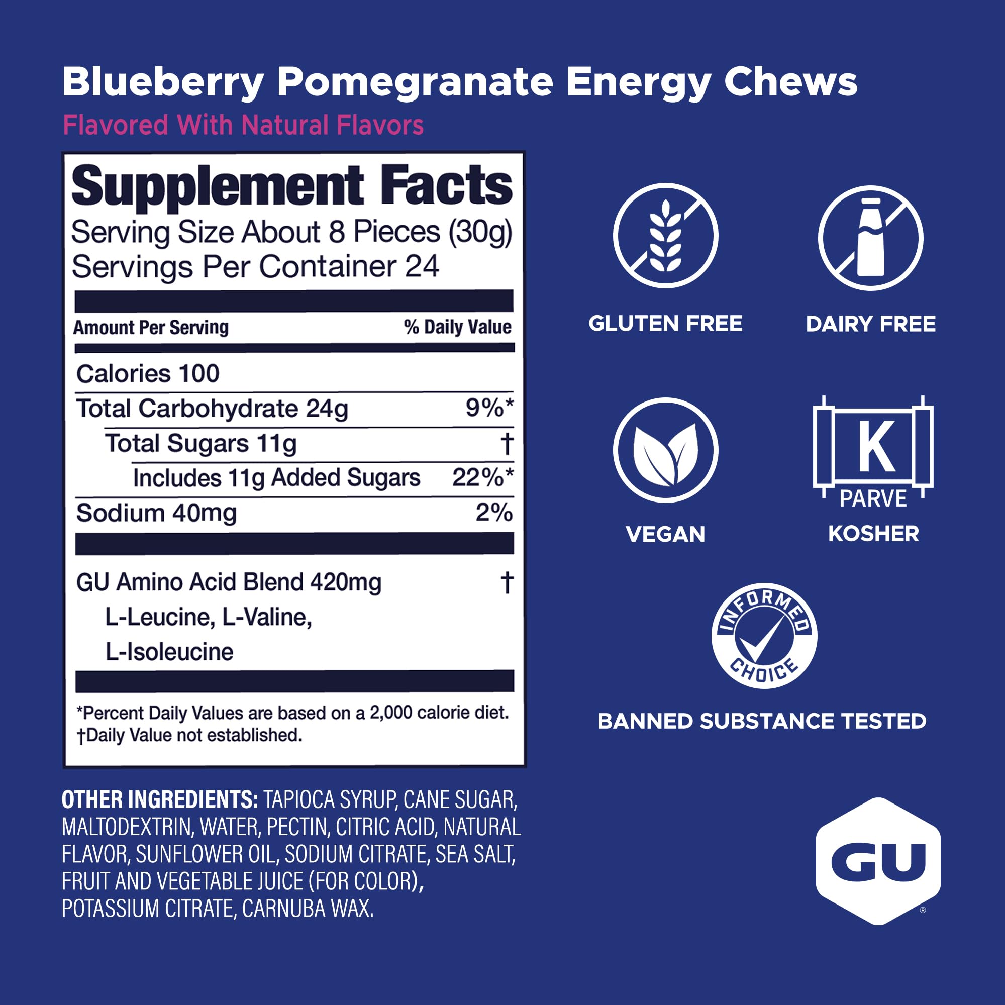 GU Energy bolsa abierta con chews lista para consumo rápido durante entrenamientos