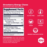 GU Energy chews fresa en uso por ciclista ofreciendo energía inmediata en ruta