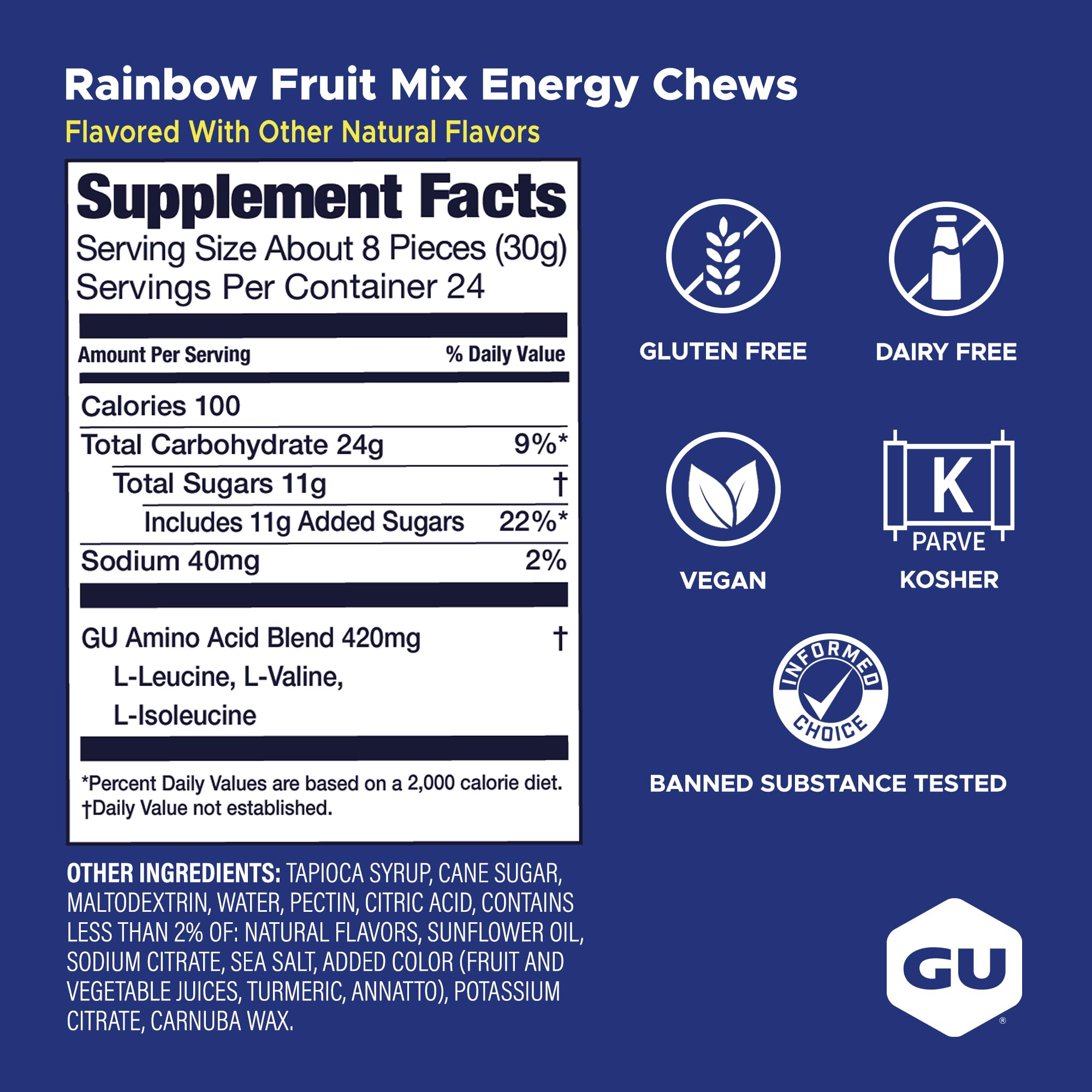 GU Energy chews deportista consumiendo durante carrera para reponer energía