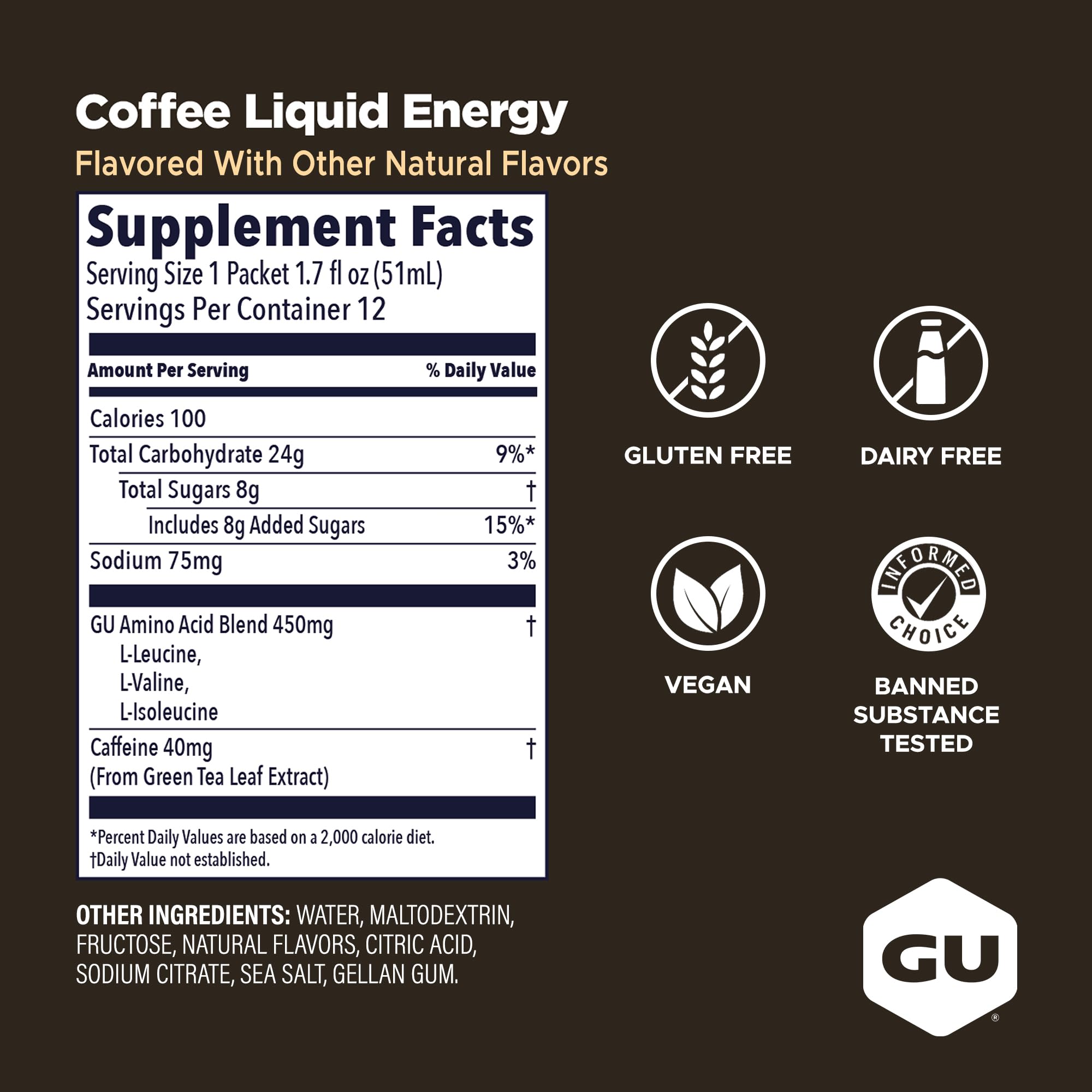 GU Energy sobre abierto listo para beber, práctico durante ejercicio