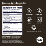 GU Energy primer plano de la etiqueta con información nutricional y electrolitos