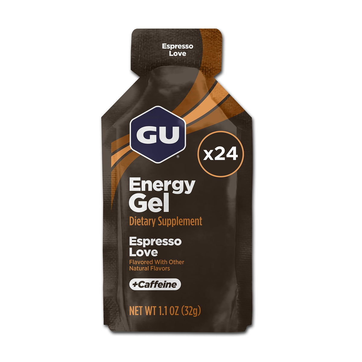 GU Energy frente del paquete mostrando 24 sobres y conveniencia