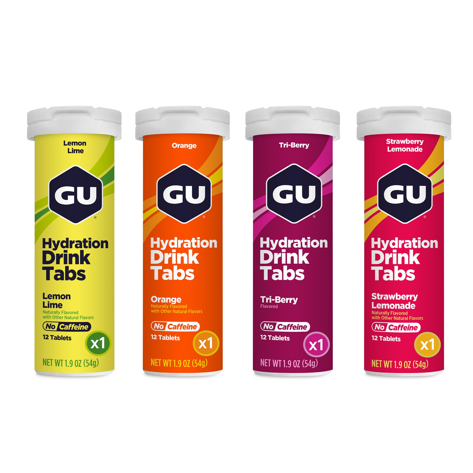 GU Energy vista frontal del envase mostrando varias tabletas y practicidad