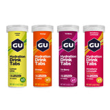 GU Energy vista frontal del envase mostrando varias tabletas y practicidad