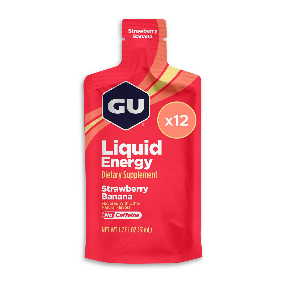 GU Energy frente del paquete caja de 12 geles, fácil transporte y uso