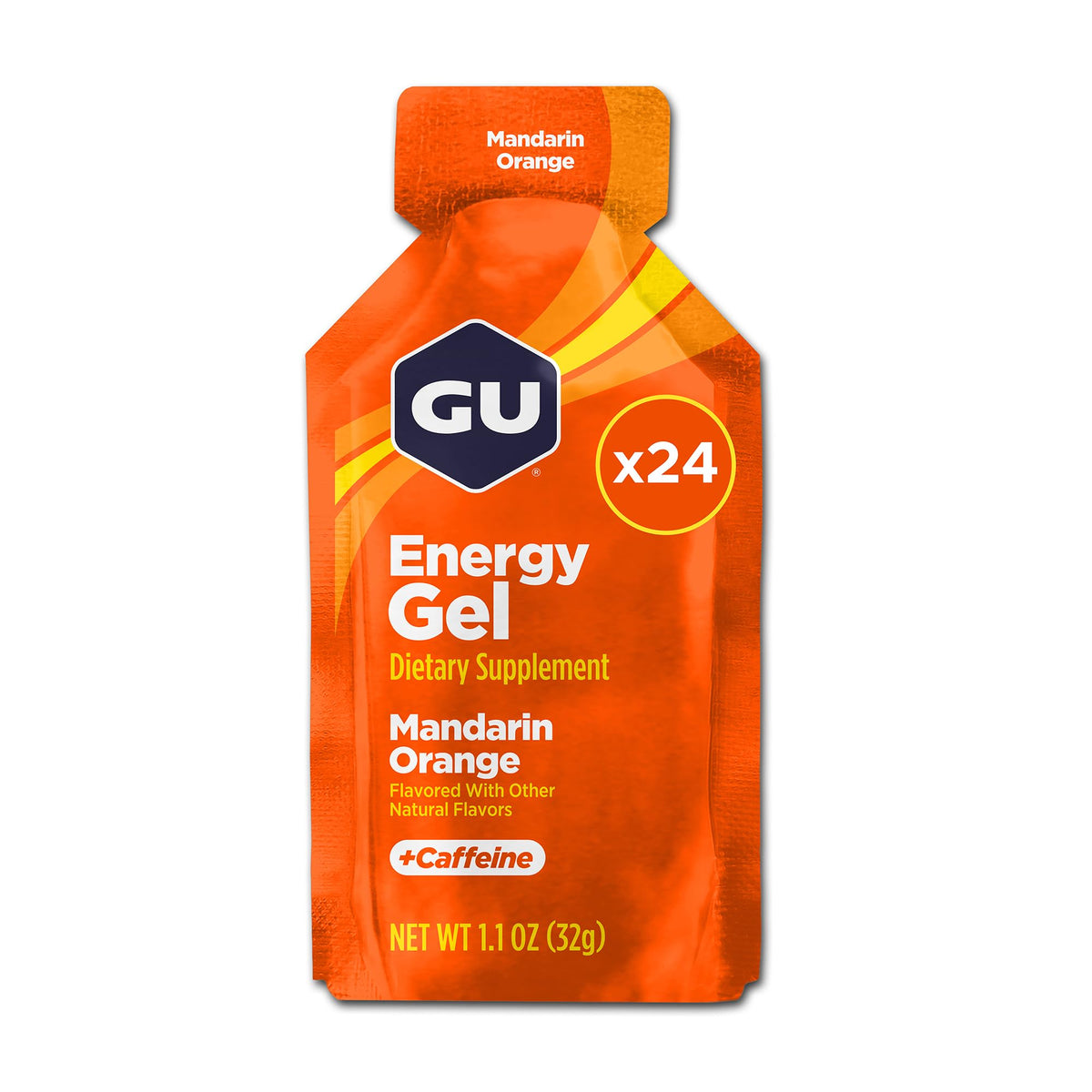 GU Energy gel mandarina vista frontal del paquete ideal para llevar en carrera