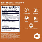 GU Energy gel Salted Caramel sobre abierto mostrando la consistencia y sabor