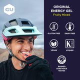 GU Energy sobre abierto con gel listo para tomar durante ejercicio