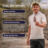 GU Energy gel en mano para comparar tamaño y mostrar conveniencia en ruta