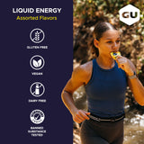 GU Energy atleta tomando gel durante carrera para energía inmediata