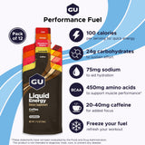 GU Energy sobre abierto con gel líquido visible para ingestión rápida