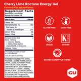 GU Energy etiqueta nutricional en primer plano con información de aminoácidos