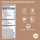 GU Energy etiqueta con lista de ingredientes y beneficios para rendimiento prolongado