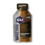 GU Energy sobre frente mostrando diseño Cold Brew y beneficio energía rápida