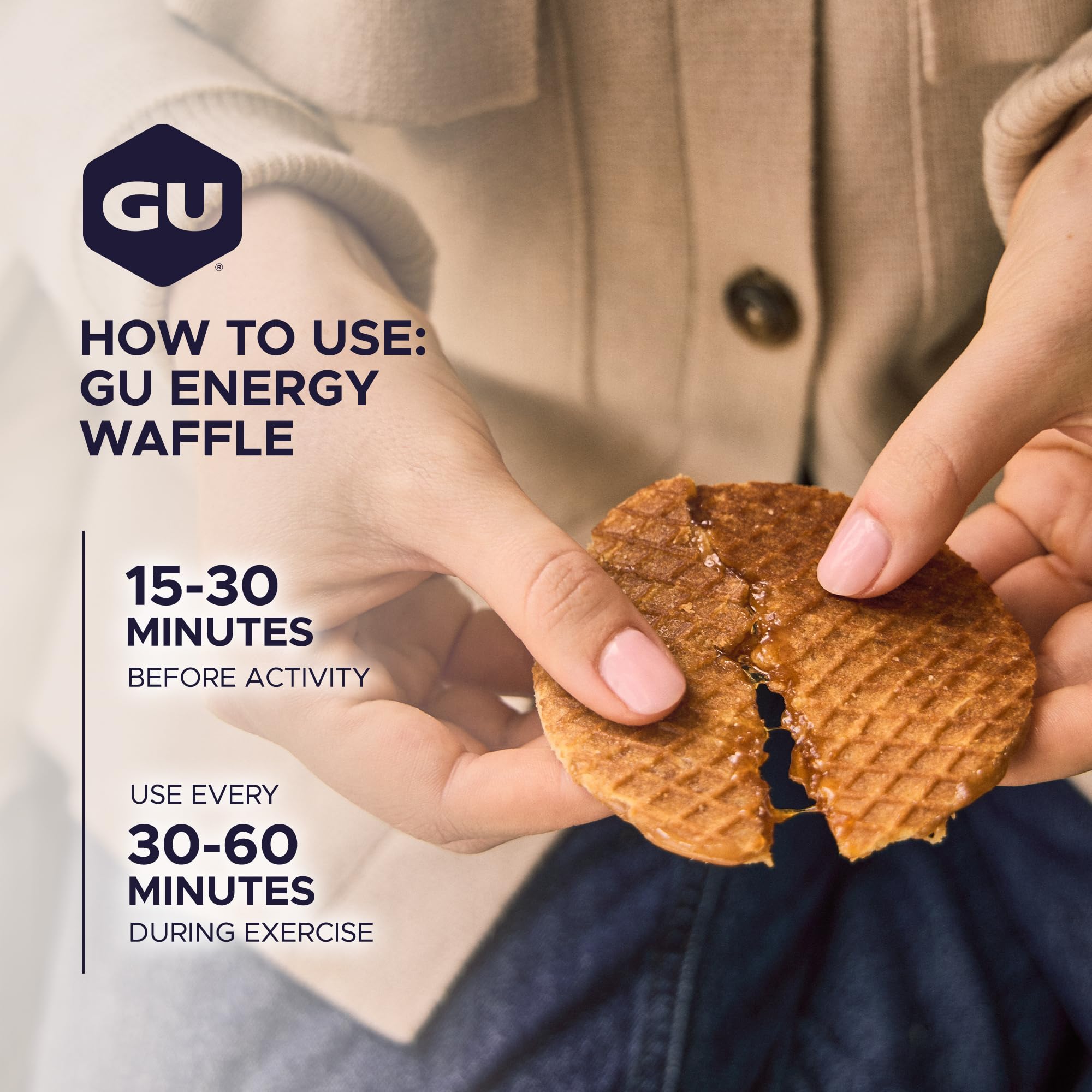 GU Energy empaque individual abierto lista para comer durante ejercicio