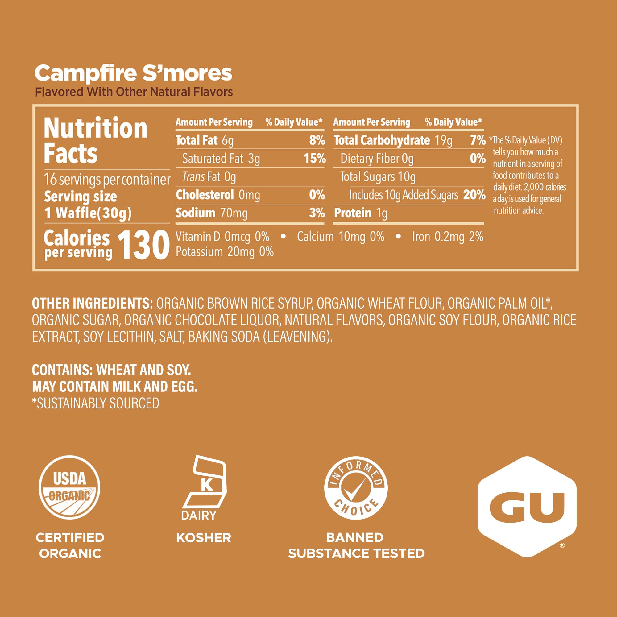 GU Energy waffle en mano para comparar tamaño y conveniencia para llevar