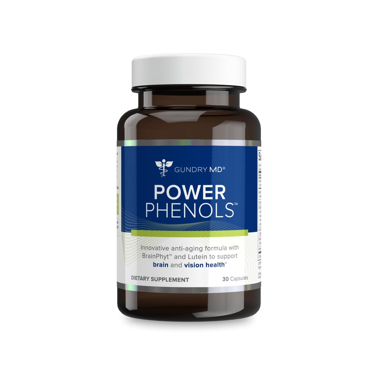 Gundry MD Power Phenols frasco frontal mostrando etiqueta clara y beneficios