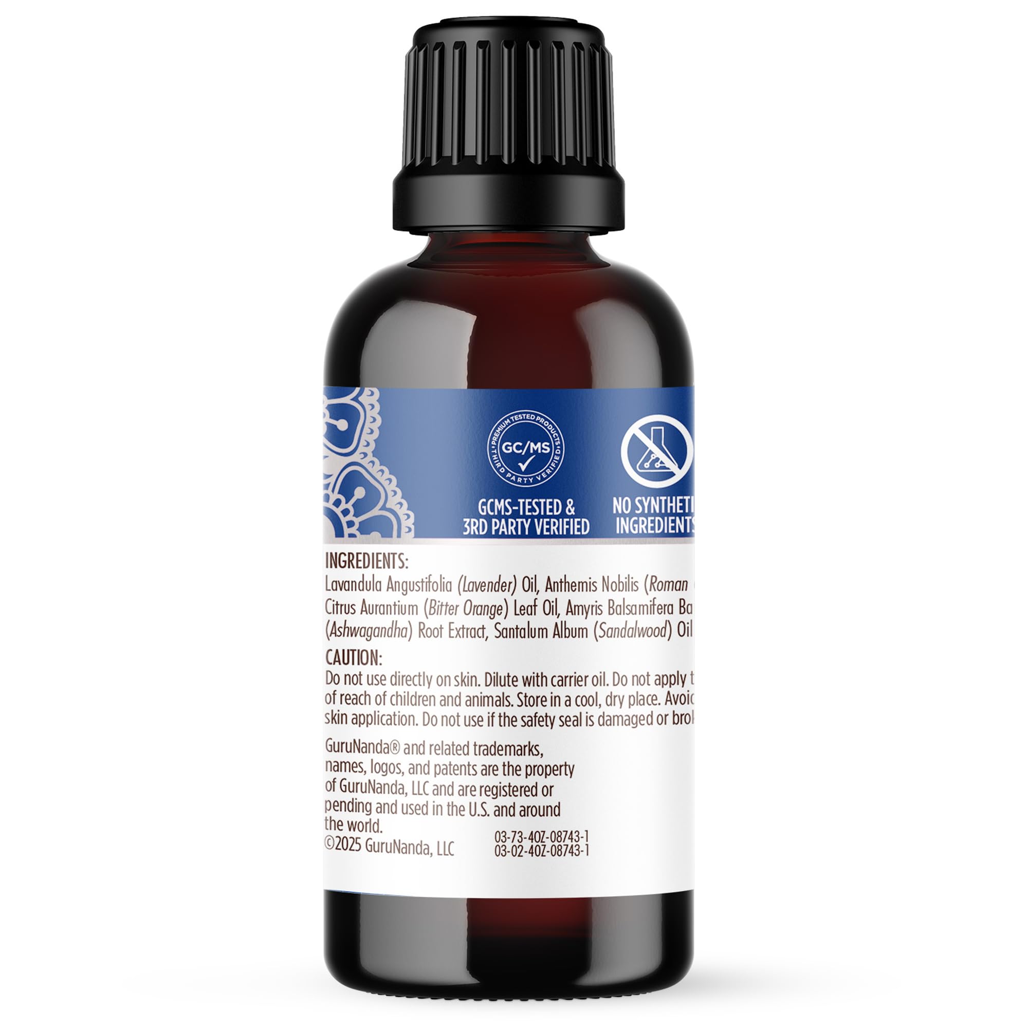 GuruNanda frasco 115 ml junto a objeto para referencia de tamaño
