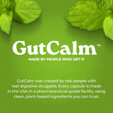 Hojas de menta fresca junto a frasco GutCalm mostrando ingrediente natural