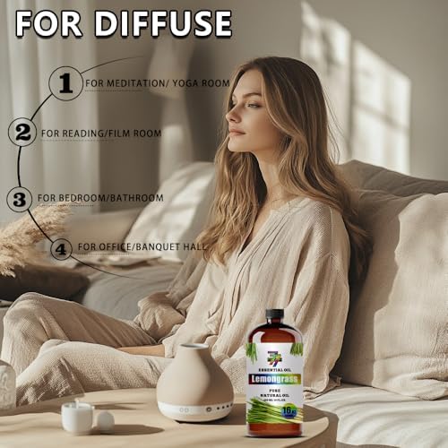 GV77ZF aceite de lemongrass cerca de difusor mostrando textura clara