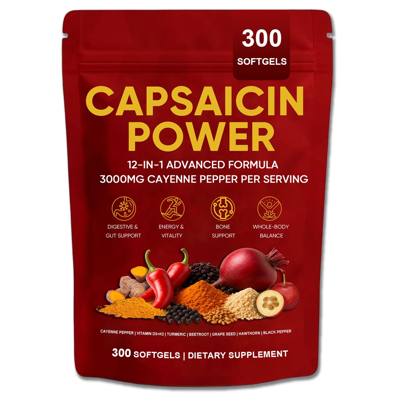 GXSAE frasco frontal de Capsaicin Power mostrando cantidad y sello natural