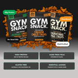 GYM SNACK primer plano de la textura crujiente que resalta su horneado y baja grasa