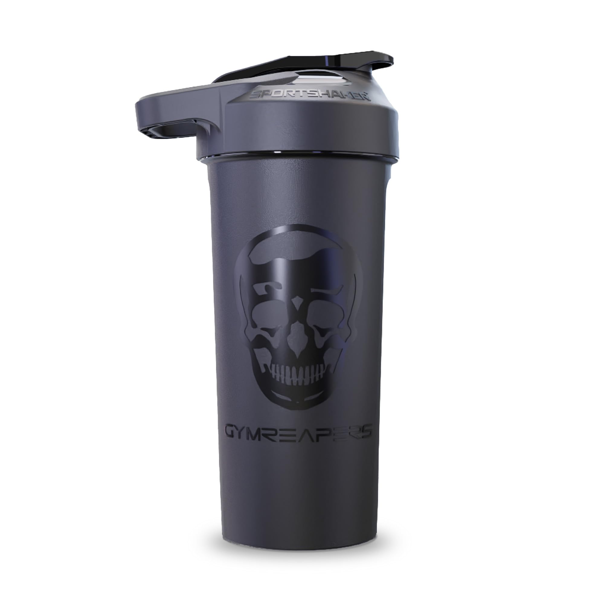 Gymreapers vista frontal de la botella 27oz con logo y diseño resistente