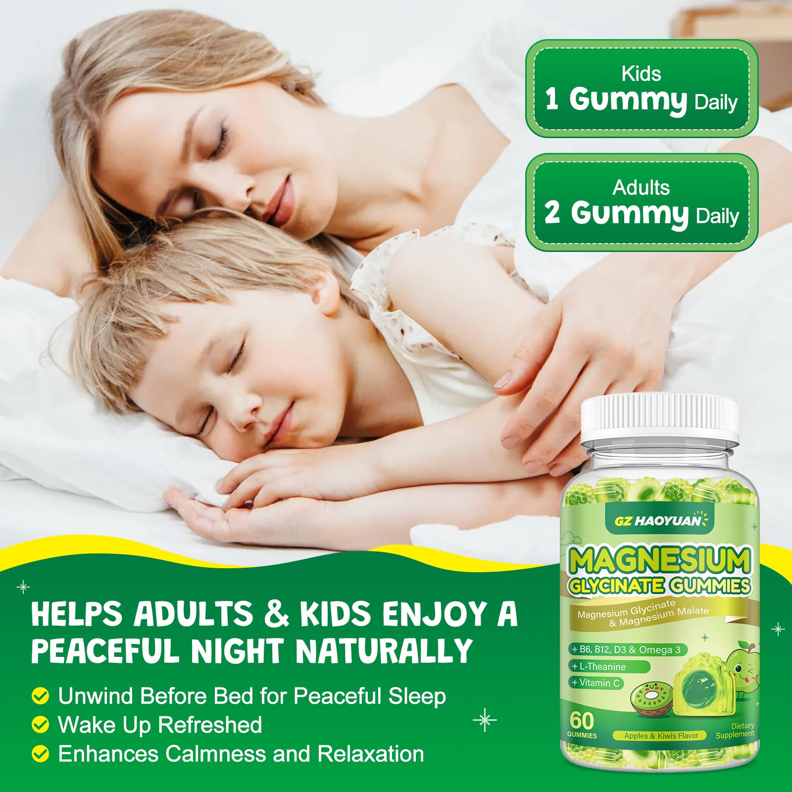 GZ HAOYUAN ingredientes clave mostrados: omega-3 y vitaminas para apoyo diario