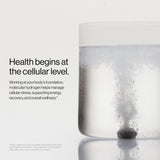 H2TAB tableta efervescente en vaso liberando hidrógeno rápidamente