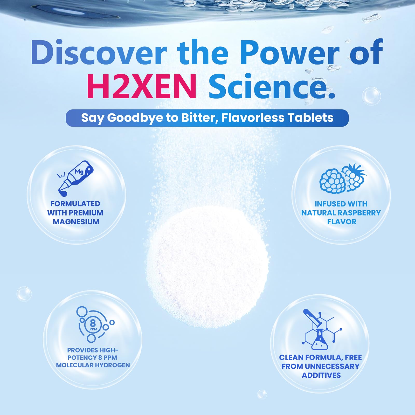 H2XEN etiqueta informativa con ingredientes y dosis para lectura clara