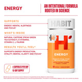 Health By Habit hojas de té verde y cápsulas, evidencia de cafeína natural