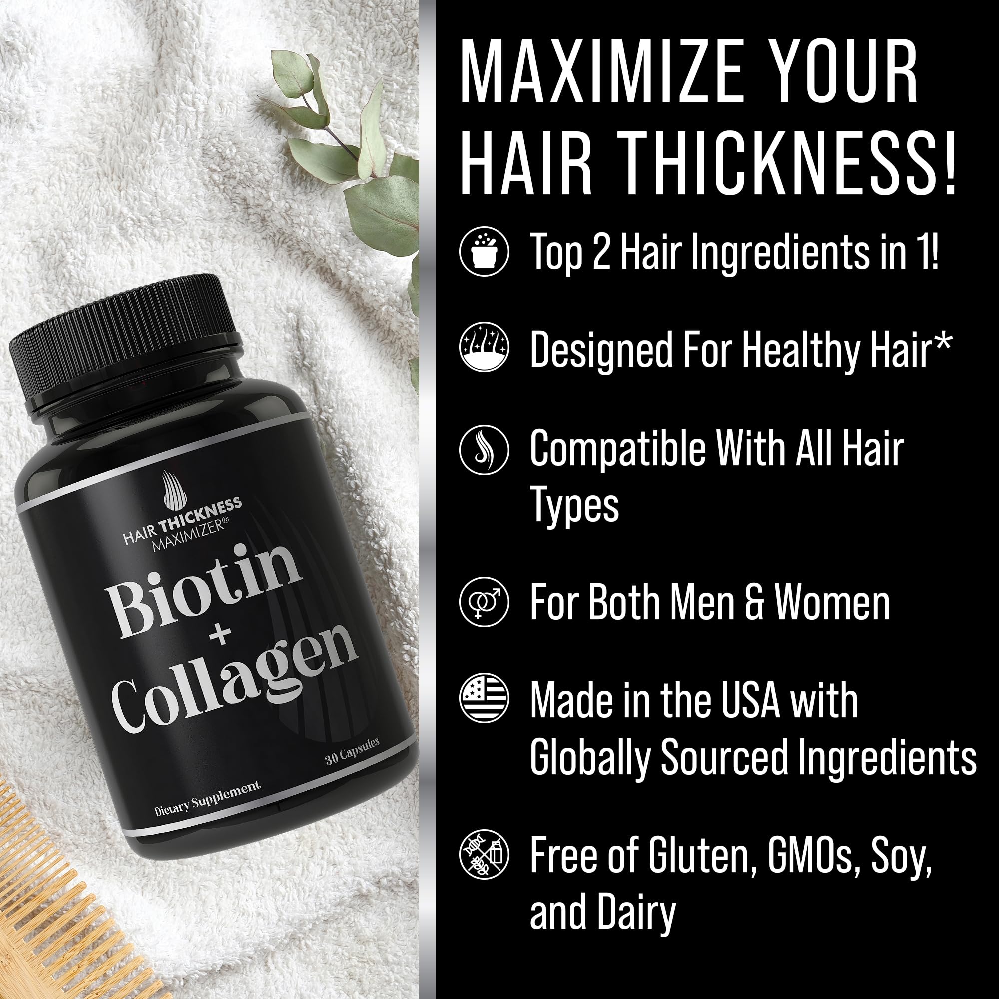 Hair Thickness Maximizer cápsula en primer plano ilustrando textura y calidad