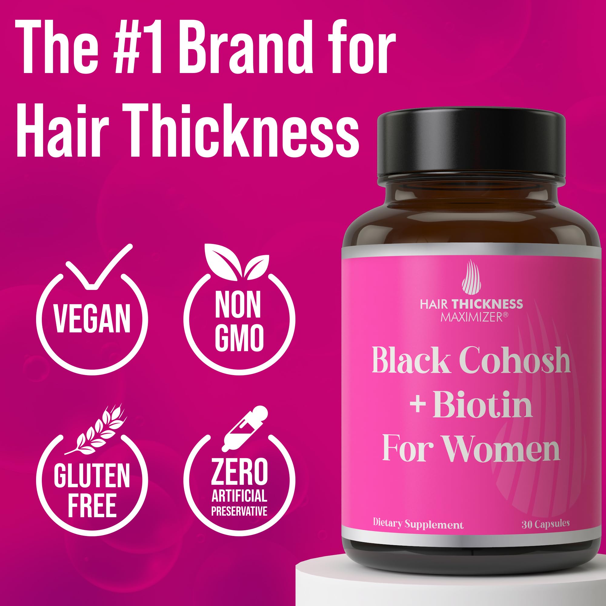 Hair Thickness Maximizer tamaño de la botella comparado con mano