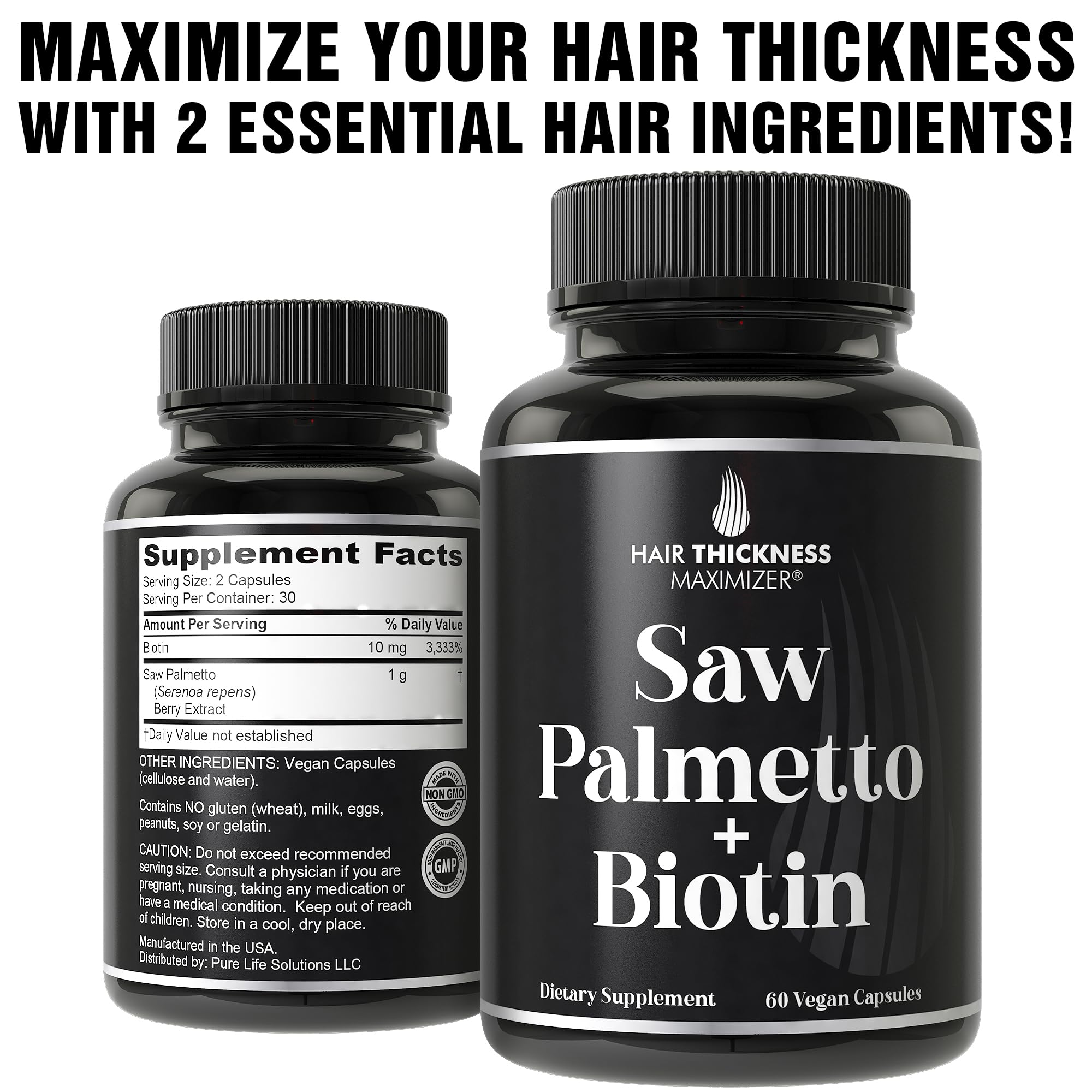 Hair Thickness Maximizer cápsula al lado de una moneda para comparar tamaño