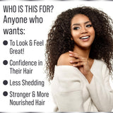 Hair Thickness Maximizer etiqueta con ingredientes y beneficios visibles