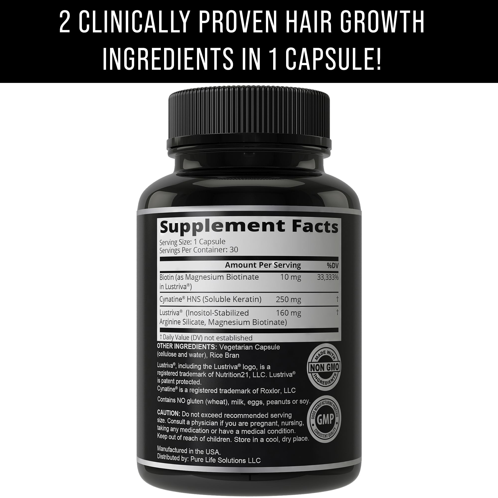 Hair Thickness Maximizer etiqueta con ingredientes clave para transparencia y confianza