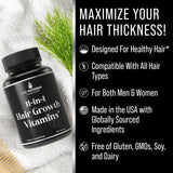 Hair Thickness Maximizer ingredientes muestra biotina y semillas beneficiosas