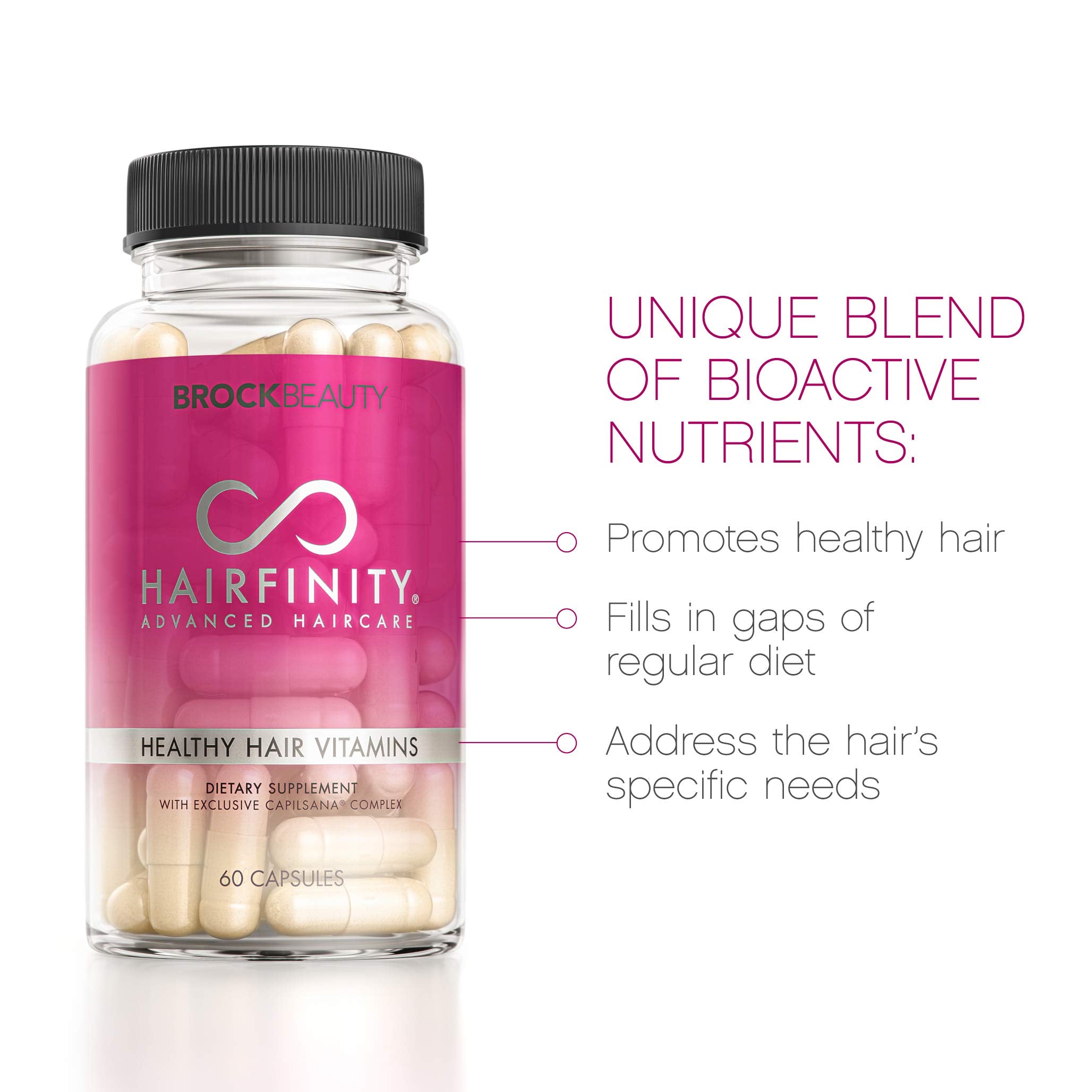 Hairfinity cápsula en primer plano que destaca la textura y calidad