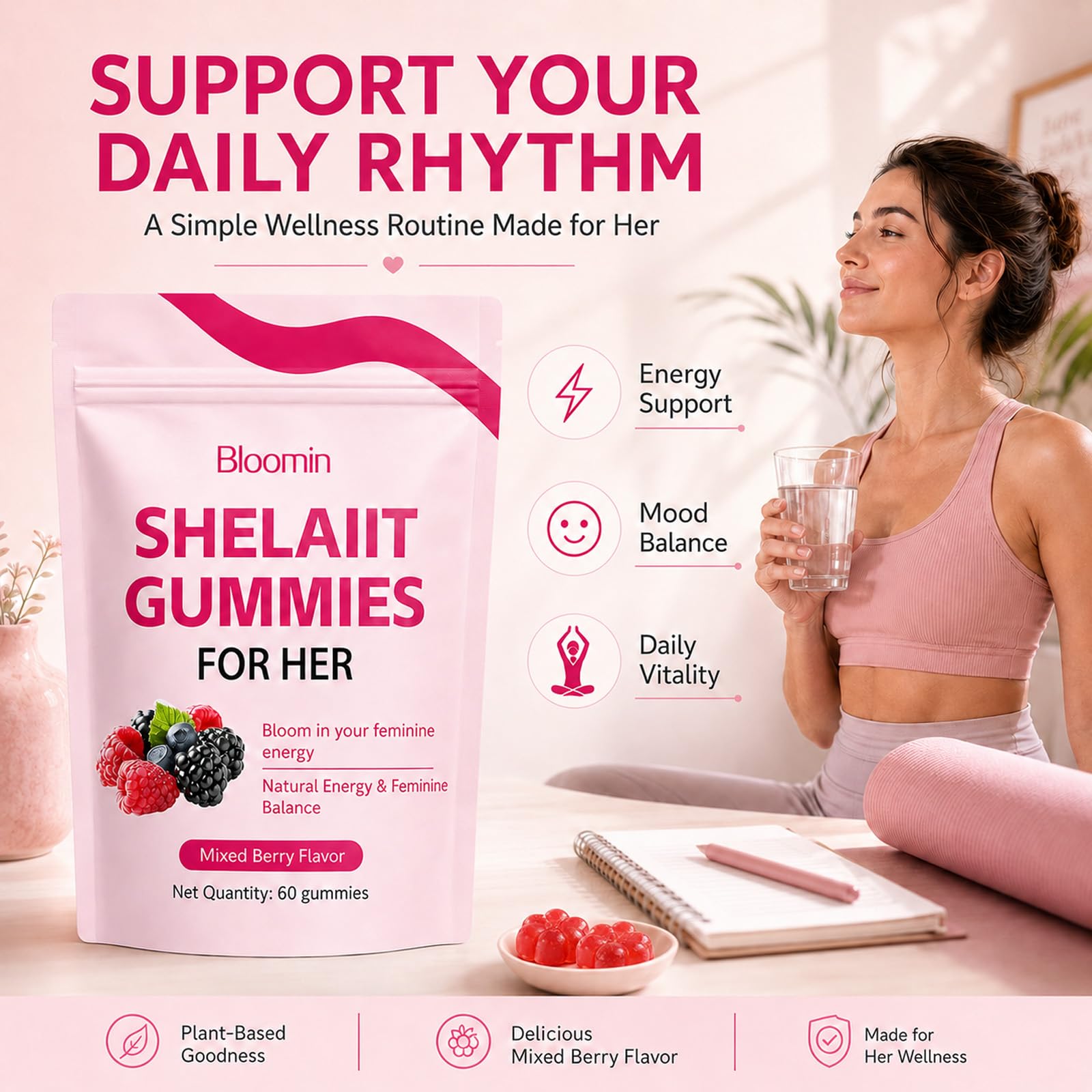 hairhalo shilajit en polvo ilustrativo junto a ingredientes, transparencia en fórmula